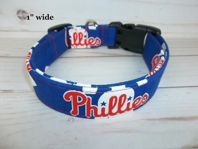 Philadelphia PHILLIES MLB Terri's Collar de Perro Hecho a Medida Tela Ajustable Foto 1 de 4