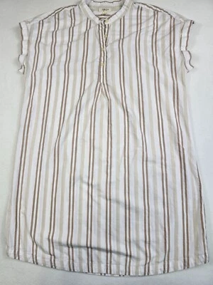 Style & Co Womens 1X Striped Cotton Tunic Dress Beige/White Short Sleeve - Image 1 of 4