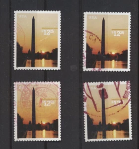 #3473 Used Washington Monument Express Mail Stamp Wholesale Lot 4 w RED CANCELS - Picture 1 of 1