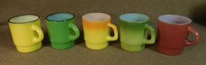 5 Different Vintage Fire King Coffee Mug Cup Stacking Colored NICE - Picture 1 of 7