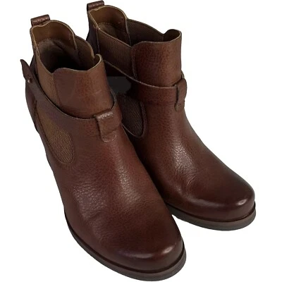 Botas de tornozelo Kork Ease 8,5 couro marrom botinha slip on conforto arco suporte - Imagem 1 de 4