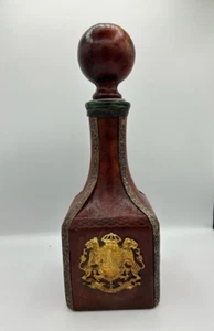 Jarra envuelta en cuero hecha en Italia Providentiae Memor base cuadrada con tapón - Imagen 1 de 5