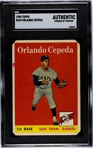 1958 Topps #343 ORLANDO CEPEDA Rookie SGC Authentic San Francisco Giants Card