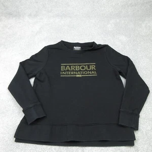Barbour Jumper Womens 12 Black Pullover Sweater Spell Out Casual Mod Crew 3500 - Picture 1 of 11