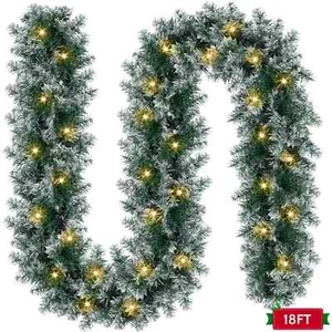 Yexmas 18ft Large Christmas Garland, Multi-Purpose Xmas Wreath with 90 LED Light - Picture 1 of 4