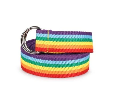 Mujeres Dama Arco Iris Rayas Colorido Informal Anillo en D Lona Pantalones Cinturón Largo 133 cm Foto 1 de 4
