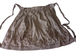 Vintage Brown Gingham Apron Hand Stitches - Picture 1 of 2