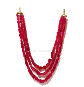 Pink Chalcedony Nuggets Faceted 7x9-9x13mm Gemstone Beads 15-18"Inch 1 Necklace - Picture 1 of 12