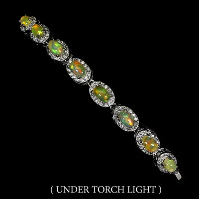 Pulsera de plata de ley 925 ovalada ópalo de fuego 5x3 mm joyas de piedras preciosas Foto 1 de 4