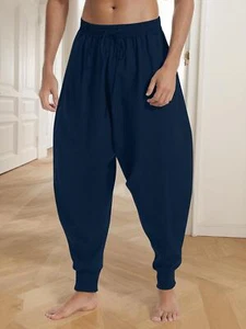 Men Harem Pants Elastic Drawstring Waist Loose Fit Hippie Boho Aladin Yoga Pants - Picture 1 of 5