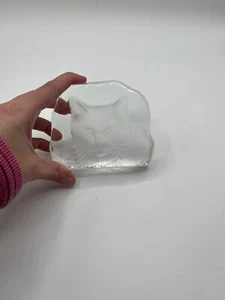 Vintage Art Glass Crystal Cat Paperweight Figurine - 4 x3.25" Heavy Clear! - Picture 1 of 6