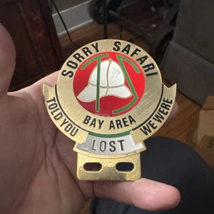 SORRY SAFARI TOURING SOCIETY BAY AREA Vintage CAR CLUB BADGE BAR Plate Topper - Picture 1 of 9