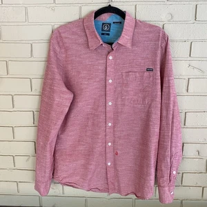 Volcom Flats Long Sleeve Button Front Shirt Pocket Surf Classic Fit West Coast M - Picture 1 of 7