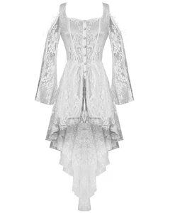 Dark In Love Gothic White Lace Dress Vintage Steampunk Victorian Witch Angel - Picture 1 of 7
