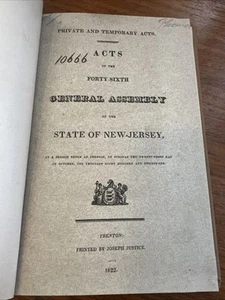 1822 Acts of the Forty-Sixth General Assembly of the State of New Jersey Book - Picture 1 of 5