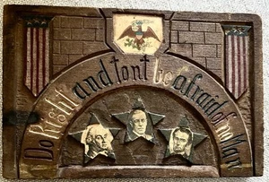 AMERICANA hand carved wood plaque ‘Do Right and tont be afraid of no Man’ - Good - Picture 1 of 8