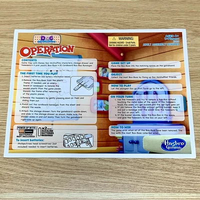 Doc McStuffins Operation Game Instruction Sheet Rules Replacement - Image 1 of 2