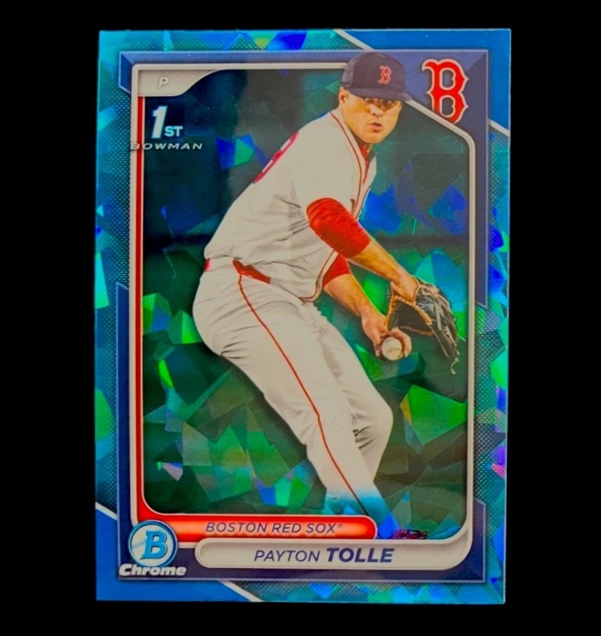 PAYTON TOLLE ROOKIE BLUE CRACKED ICE RARE RERFRACTOR HOLO 1st Chrome - RED SOX - Image 1 of 2