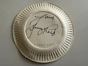Jerry Reed Autograph Signature On A Paper Plate 1989. Estate Sale Find - Picture 1 of 5