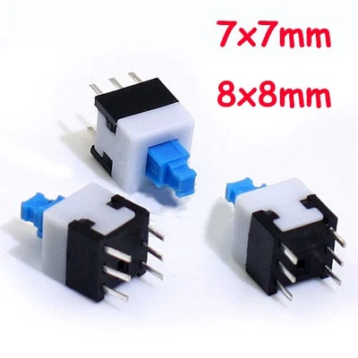 MARKENLOS 7x7mm/8x8mm Mikro Schalter Taster Rastend Momentan 6-Polig Druckschalter On/Off