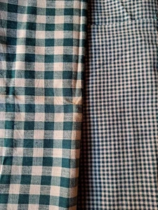 2 Pieces Green & Tan Homespun Plaid Cotton Fabric 1 Yard Total - Picture 1 of 2