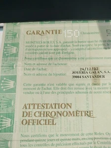 VINTAGE ROLEX 79160 Certificate Garantie Warranty GUARANTEE 564.00.1W YEAR 2002 - Imagen 1 de 6
