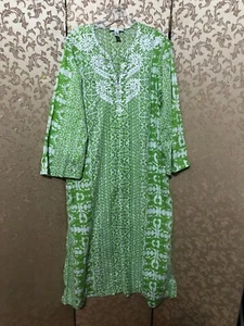 Oscar de la Renta Verde Multicolor Kaftán Mumu Talla Mediana M - Imagen 1 de 6