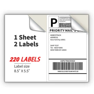 Etiquetas de envío US 220 8,5x5,5 dirección en blanco autoadhesivo 2 por hoja UPS - Imagen 1 de 6