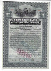 IOWA 1902 Chicago Rock Island & Pacific Railroad Company Bond Stock Certificate - Picture 1 of 3