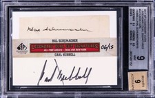 2011 SP Legendary Cuts Hal Schumacher Carl Hubbell Dual Cut Auto /15 BGS 9 Mint