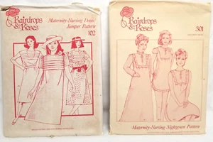 VTG 2 Raindrops & Roses MATERNITY Nightgown & Dresses Sewing Patterns Sizes 6-16 - Picture 1 of 11