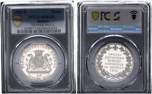 Bremen 1 Taler 1865 B For The Second German Federal Shooting PCGS MS64PL 121274 - Picture 1 of 1