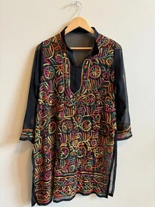 Embroidery Dress/Coverup/Chikankari Women Kurta - Gorgeous Multicolor Embroidery - Picture 1 of 13