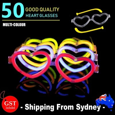 50pcs Multi Color glow sticks heart shaped glasses Light Party Glow In The Dark - image 1 of 4