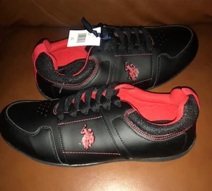 U.S. Polo ASSN Men’s 9 1/2 M  Lansdale Black & Red  Sneakers New W/Tag  MSRP $56 - Picture 1 of 8