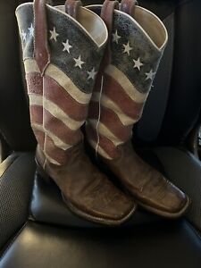American flag roper women boots size 8 1/2 for wear, decoration