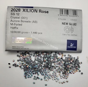 Factory Pack Swarovski Crystal Clear AB ss12 Flatback Rhinestone 2028; 1440pc - Picture 1 of 4