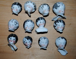 12 antique Germany doll heads frozen heads, painted 1880, 0602 - Picture 1 of 5