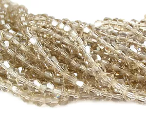 8" 4mm Smoky Gray faceted bicone crystal glass beads RECYCLED GLASS - Picture 1 of 3