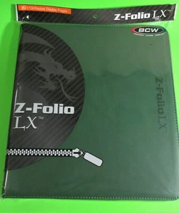 ZIPPER PORTFOLIO, GREEN GAMING Z-FOLIO 12-POCKET LX ALBUM, HOLDS 480 CARDS - Picture 1 of 3