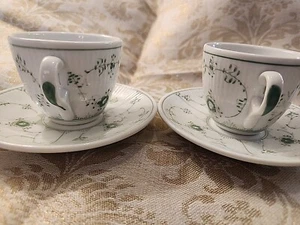 Vtg Royal Copenhagen RARE Green Fluted Demitasse Cup & Saucer- Two Sets DENMARK - Picture 1 of 11