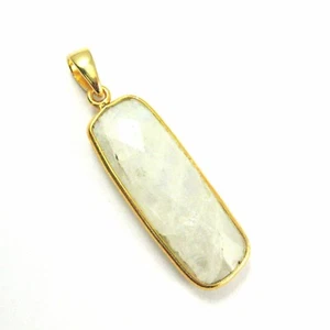 Colgante de gemas bisel rectangular de piedra lunar con fianza oro 22K vermeil 41 mm - Imagen 1 de 4