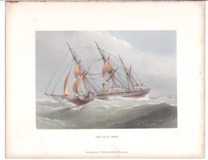 Colored Plate of the H.M.S. "Wild Swan" from "The Ships of the Royal Navy" 1885
