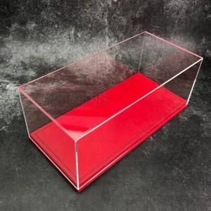 Acrylic Display case show case With Red PU Leather Base For 1/18 Car Model - Picture 1 of 3
