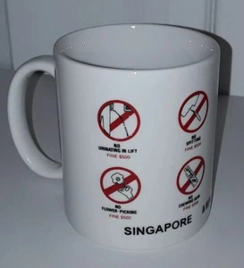 RARE Vintage SINGAPORE FINES Crimes Coffee Cup MUG - Picture 1 of 7