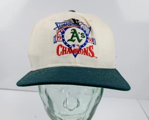 Vintage 1990 New Era Oakland A's American League Champions Baseballmütze Druckknopflasche - Bild 1 von 8