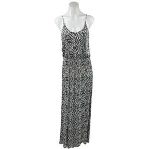 Lush Women's Black White Sleeveless Cami Camisole Maxi A-Line Tank Dress Size M - Picture 1 of 5