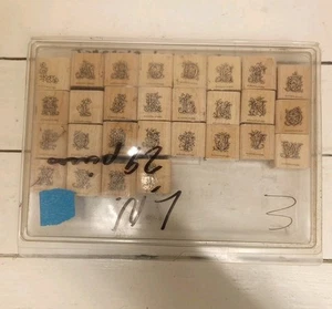 Stampin up Ornate Floral Alphabet Set of 28 Wood Mounted Rubber Stamps - Picture 1 of 5