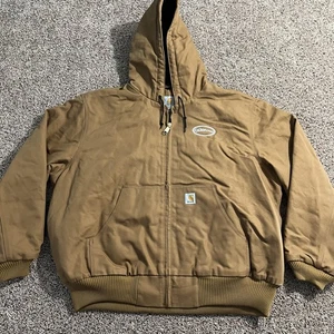 Carhartt Jacket Mens 2XL Brown Insulated Duck Hooded Full Zip Waterous 103940 - Picture 1 of 10