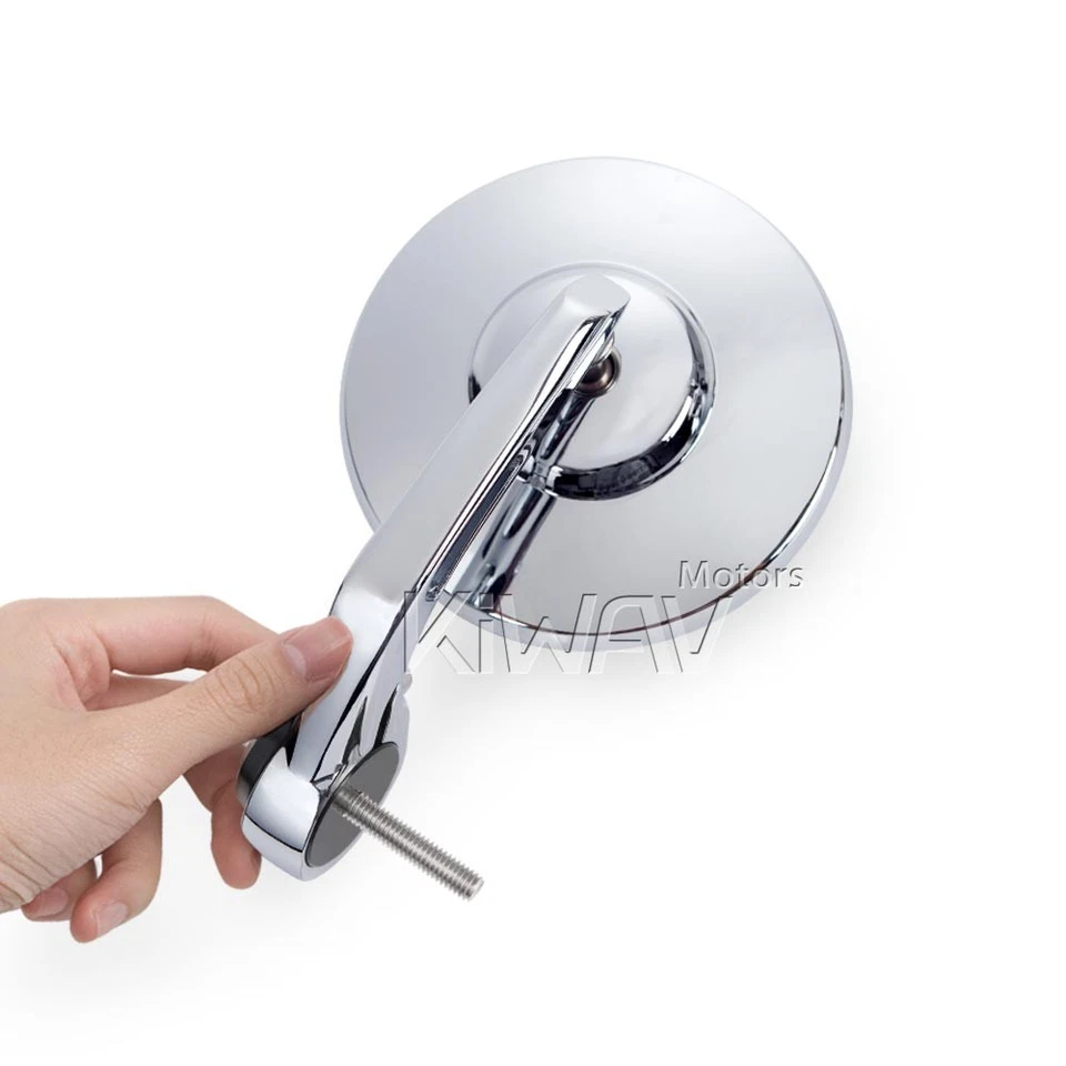 Espejo de extremo de barra BOB cromado redondo vástago corto 6 mm atornillado para Suzuki Hayabusa Foto 1 de 4